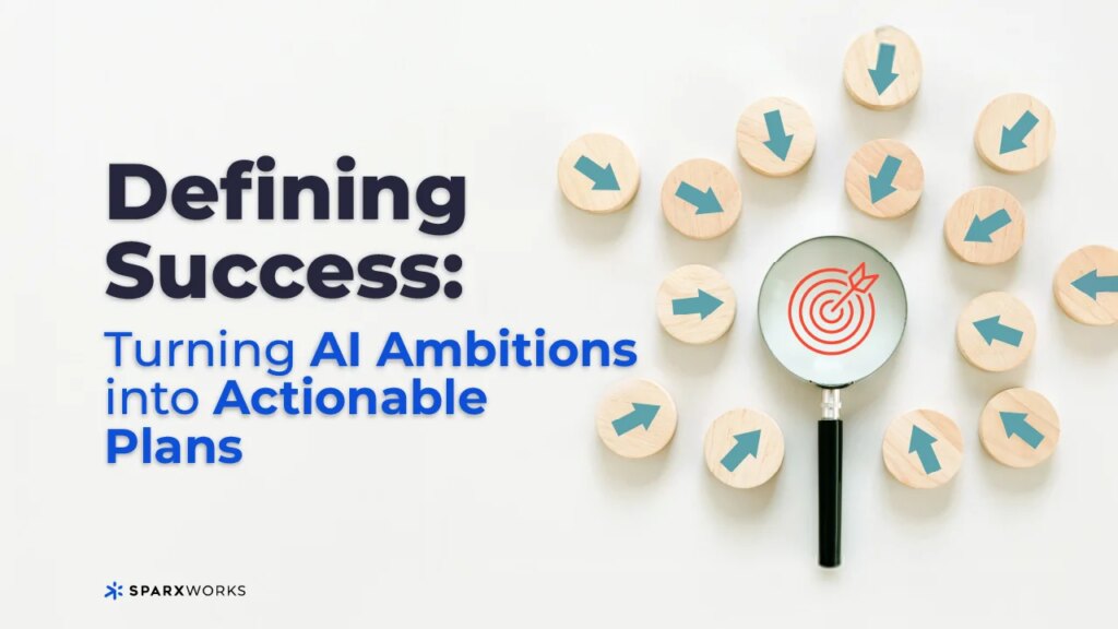 Magnifying glass with a red target icon in the center and an arrow on a wooden Business strategy and Action plan