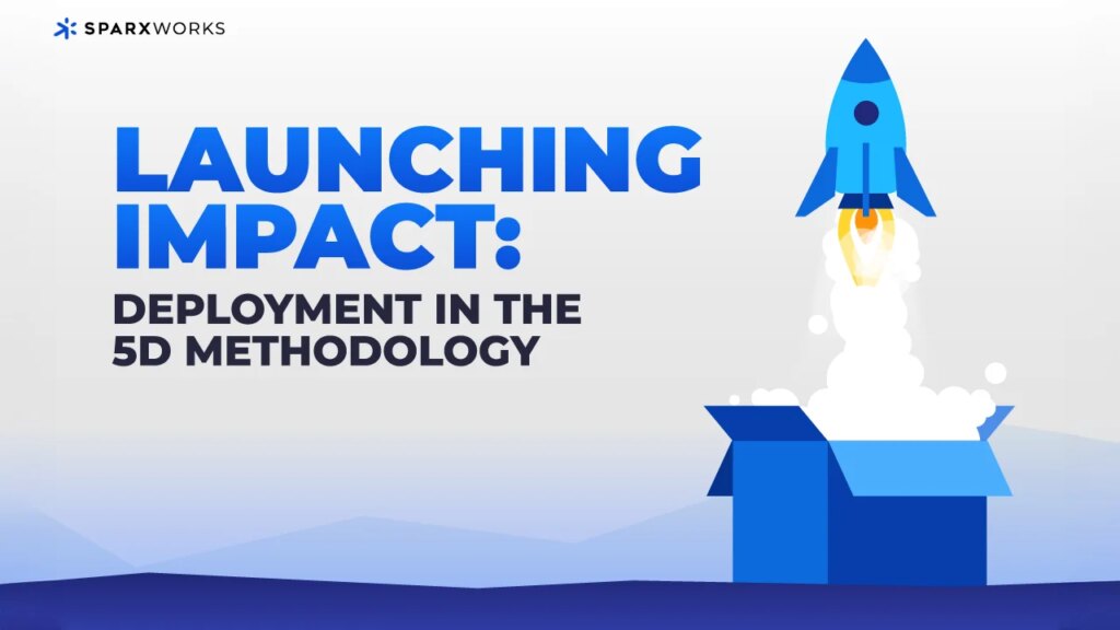 Rocket launching from a box, emphasizing impactful deployment using the 5D methodology.