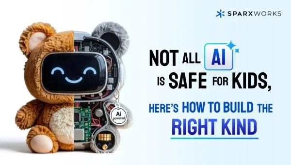 A half-plush, half-robot AI-powered teddy bear highlights child safety concerns with AI, urging thoughtful development.